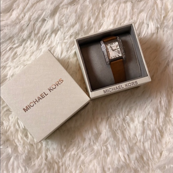 Michael Kors Jewelry - MICHAEL KORS Genuine Brown Leather Strap Watch